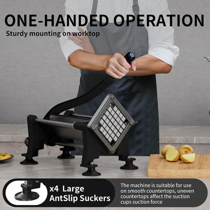 Commercial French Fry Cutter,Heavy Duty Potato Slicer with Suction Feet
