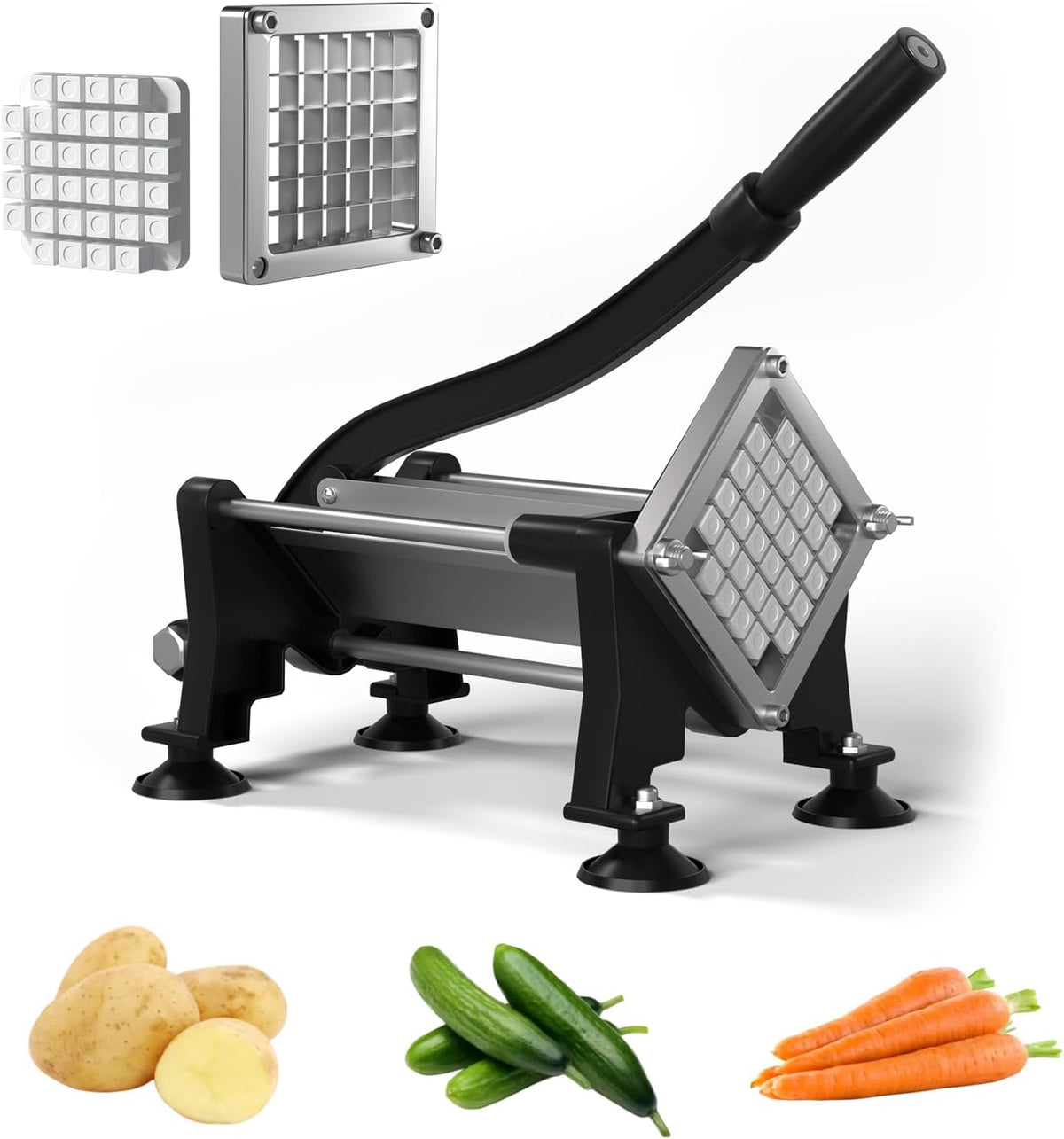 Commercial French Fry Cutter,Heavy Duty Potato Slicer with Suction Feet