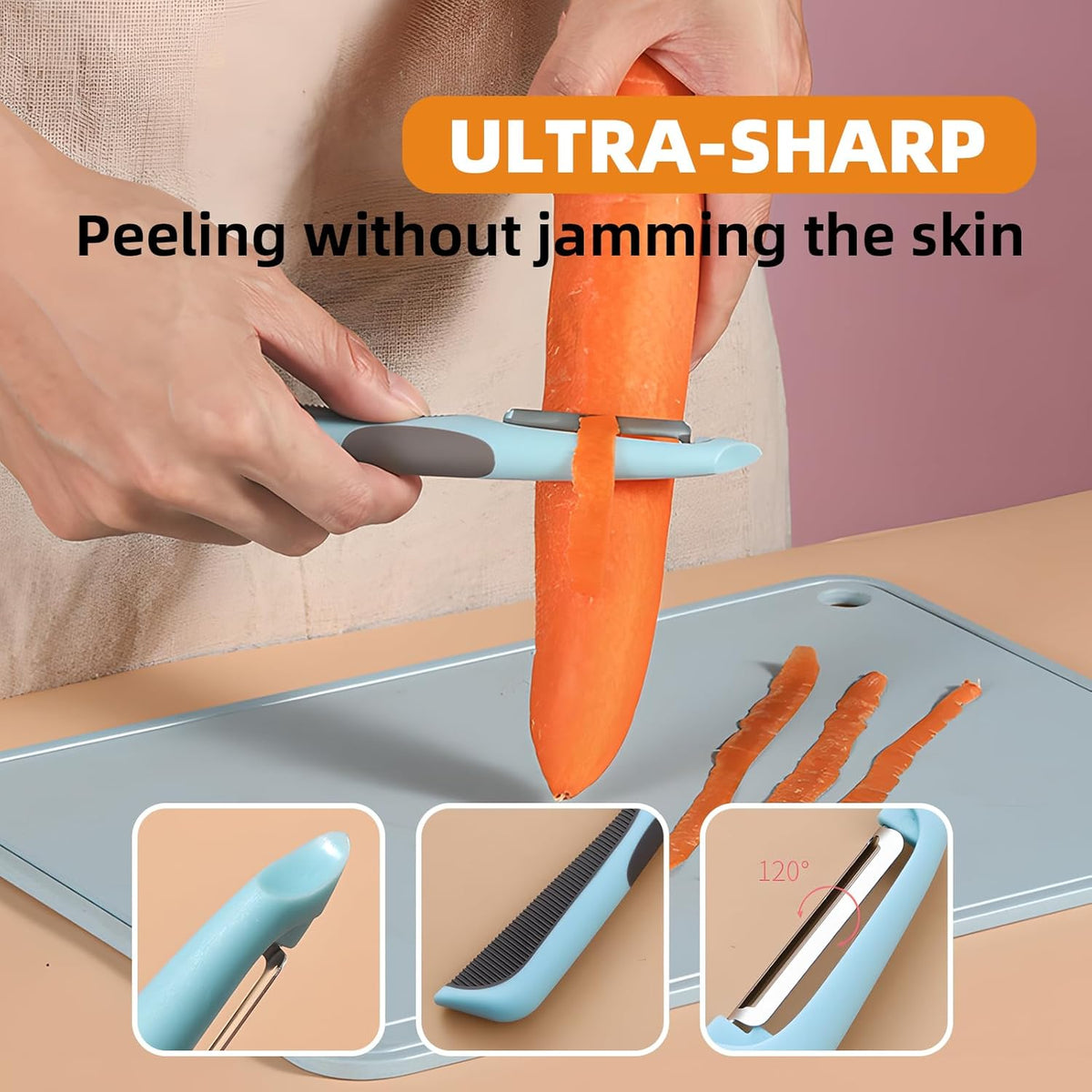 6-Pack Vegetable Peelers for Kitchen，Y Ceramic Peeler Safe Potato Peeler Set for Apple Veggie Carrot Fruit Zucchini Cucumber Peelers Bulk with Non-Slip Handle (Y)