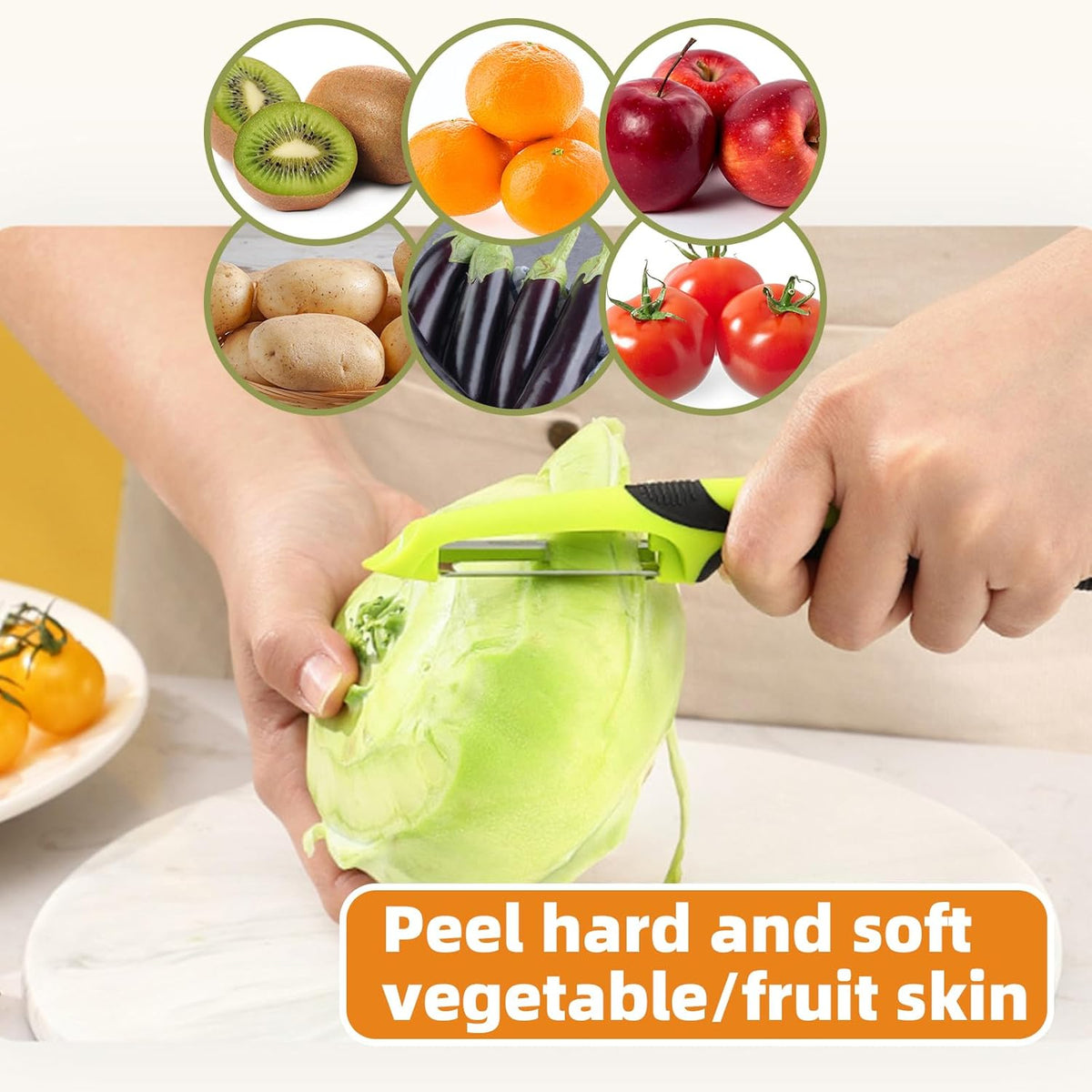 6-Pack Vegetable Peelers for Kitchen，Y Ceramic Peeler Safe Potato Peeler Set for Apple Veggie Carrot Fruit Zucchini Cucumber Peelers Bulk with Non-Slip Handle (Y)