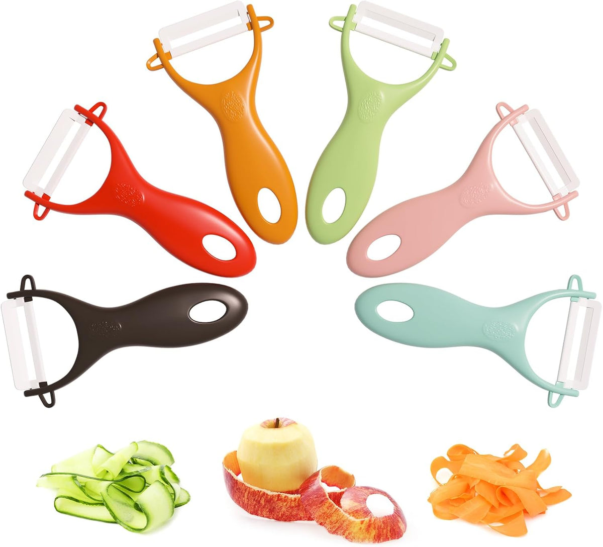 6-Pack Vegetable Peelers for Kitchen，Y Ceramic Peeler Safe Potato Peeler Set for Apple Veggie Carrot Fruit Zucchini Cucumber Peelers Bulk with Non-Slip Handle (Y)
