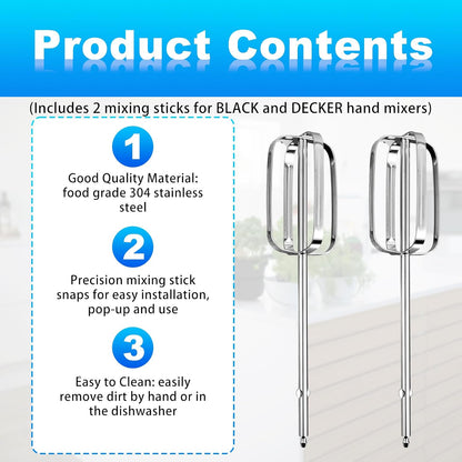 2pcs Hand Mixer Beaters Attachments Compatible with MX600B MX3200B MX1500W