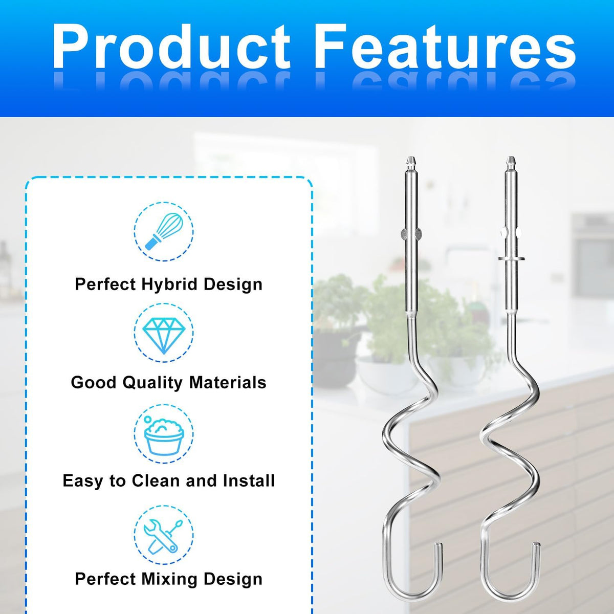 2pcs Hand Mixer Beaters Attachments Compatible with MX600B MX3200B MX1500W