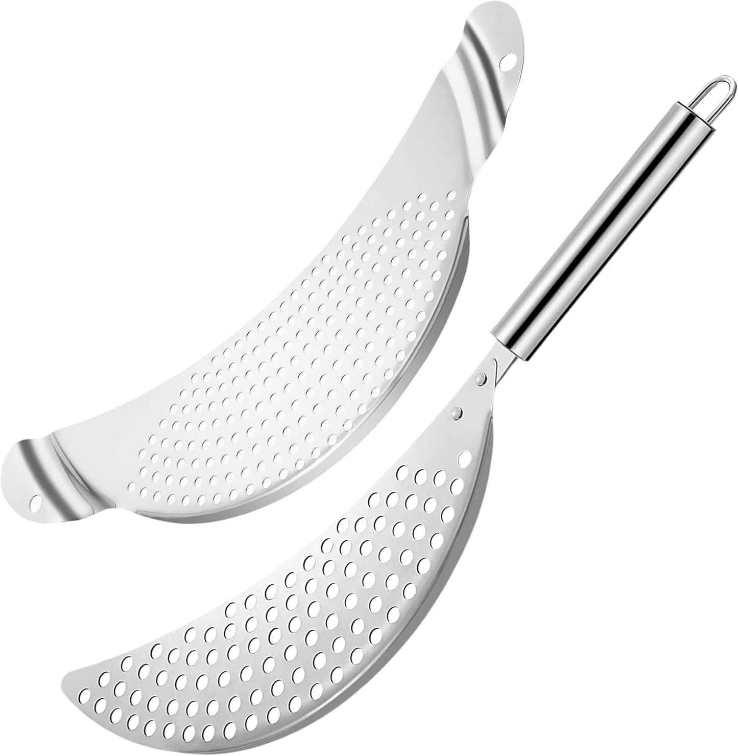Spider Strainer Set of 3pcs - Stainless Steel Frying Spoons for Cooking Skimmer Ladle for Oil Fryer Pasta and Fat Durable Strainer Scoop Kitchen Utensil for Frying and Draining