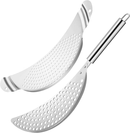 Spider Strainer Set of 3pcs - Stainless Steel Frying Spoons for Cooking Skimmer Ladle for Oil Fryer Pasta and Fat Durable Strainer Scoop Kitchen Utensil for Frying and Draining