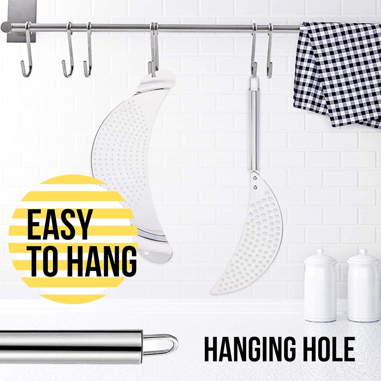 Spider Strainer Set of 3pcs - Stainless Steel Frying Spoons for Cooking Skimmer Ladle for Oil Fryer Pasta and Fat Durable Strainer Scoop Kitchen Utensil for Frying and Draining