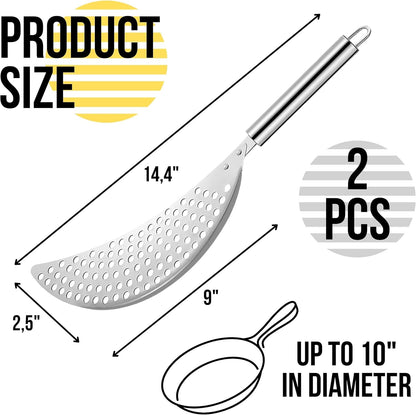 Spider Strainer Set of 3pcs - Stainless Steel Frying Spoons for Cooking Skimmer Ladle for Oil Fryer Pasta and Fat Durable Strainer Scoop Kitchen Utensil for Frying and Draining