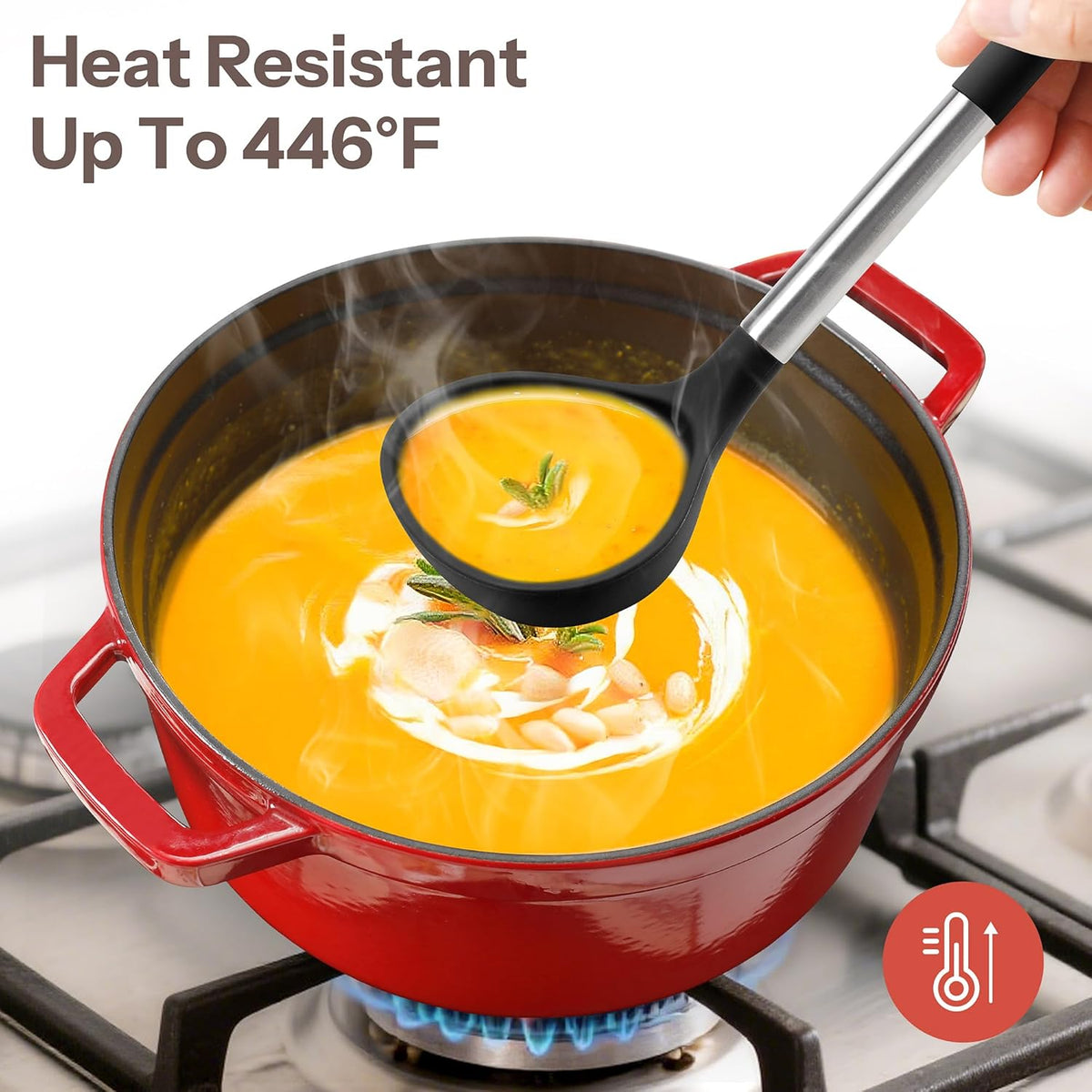 Silicone Kitchen Utensils Set with Stainless Steel Handles