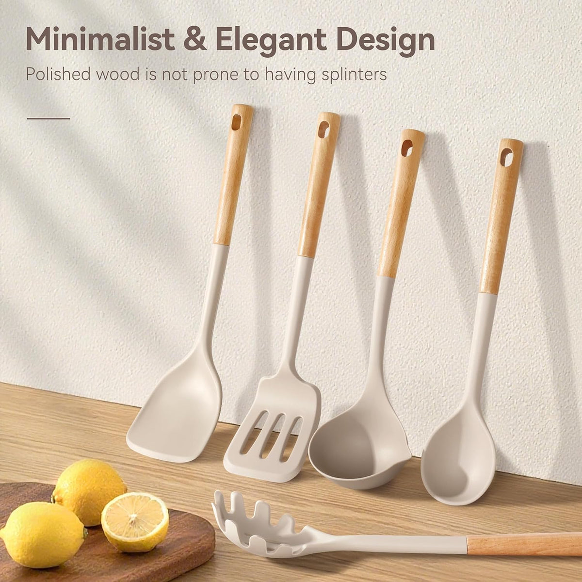 Silicone Kitchen Utensils Set with Stainless Steel Handles
