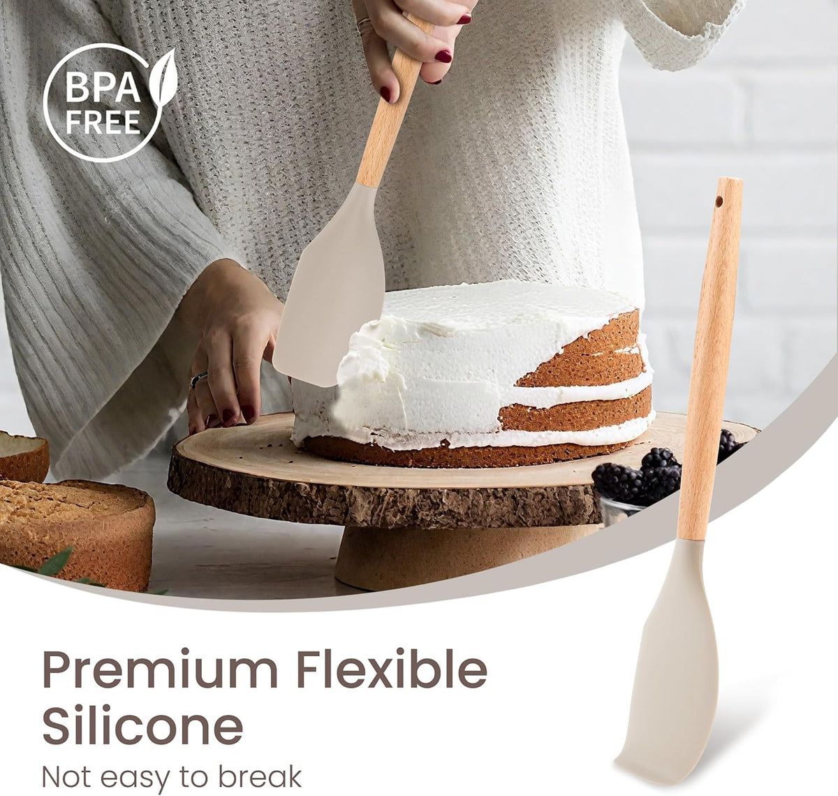 Silicone Kitchen Utensils Set with Stainless Steel Handles