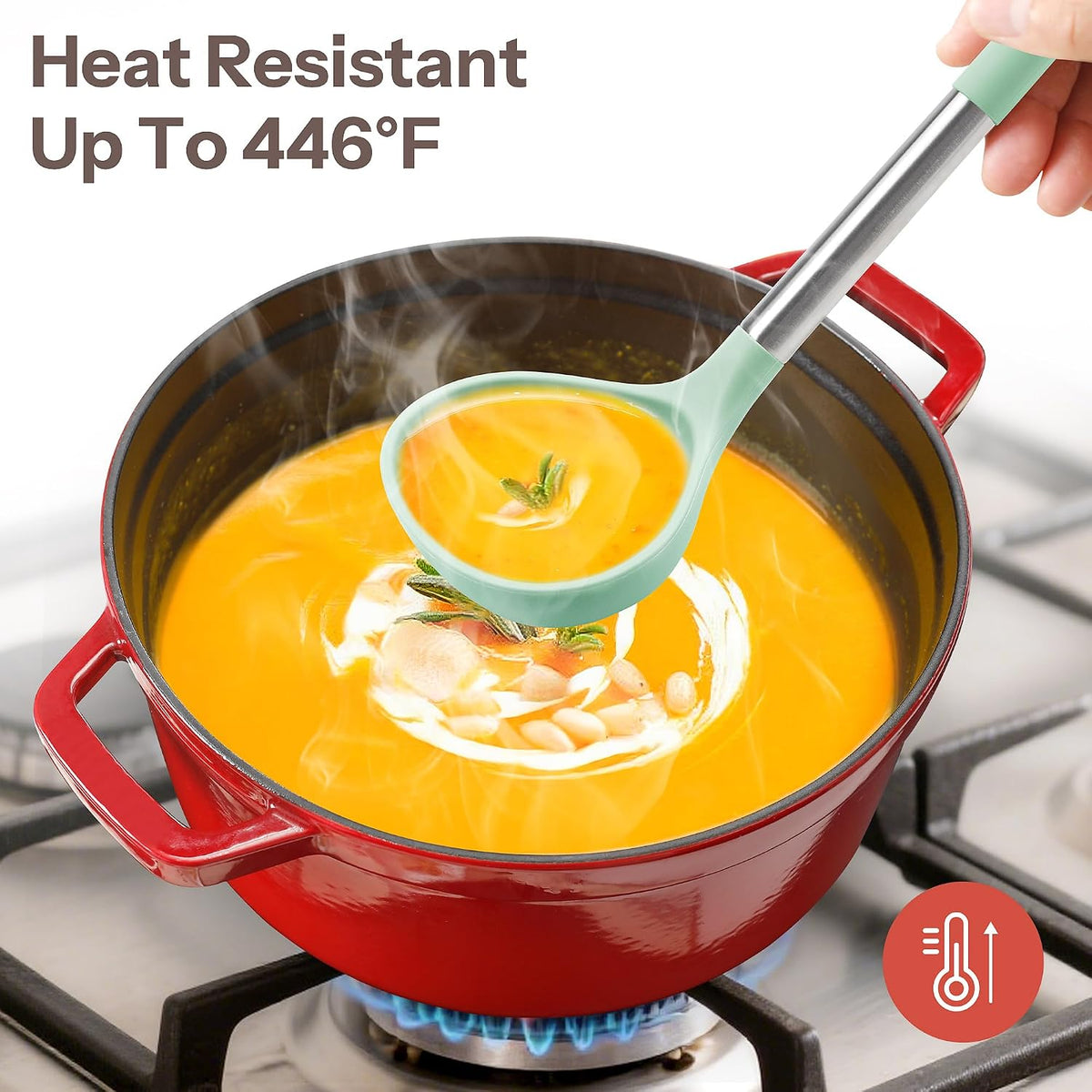 Silicone Kitchen Utensils Set with Stainless Steel Handles