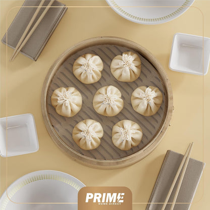 Bamboo Steamer Basket - Cook Delicious Meals with Authentic Flavor at Home | 10 Inch, 2 Tiers + 50 Liners, Chopsticks and Sauce Dish - Steam Family Portions of Bao, Dumplings and Vegetables at Once