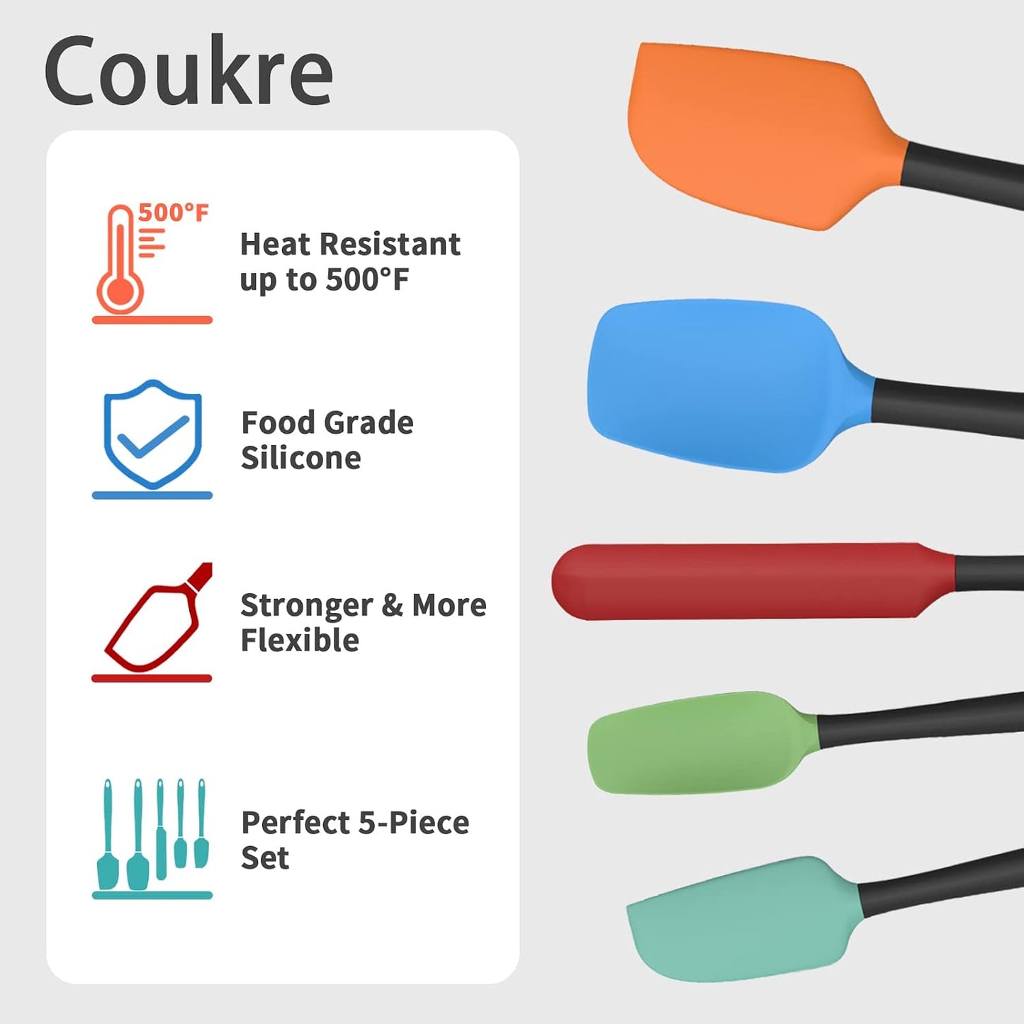 Silicone Kitchen Cooking Utensils Set, Heat Resistant, 14-Piece | Dishwasher-Safe, Food-Grade Silicone, BPA-Free, Spatulas, Spoons & Turner, Safe for Nonstick Cookware, Pure Black