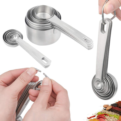 Measuring Cups Set, 18/8 Stainless Steel Measuring Cups for Dry & Liquid, Metal Measure Cups With Bonus Magnetic Conversion Chart for Kitchen & Baking