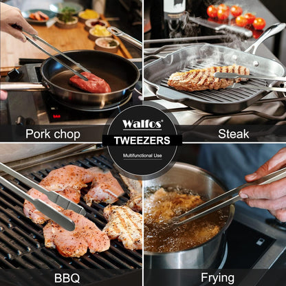 600 Degree Heat Resistant Silicone Tongs for Cooking - Kitchen Tongs With Silicone Tips set of 3 size Food Looking Tongs (7" 9" and 12 inch Dark Grey)