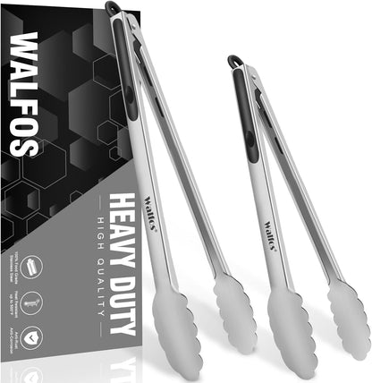 600 Degree Heat Resistant Silicone Tongs for Cooking - Kitchen Tongs With Silicone Tips set of 3 size Food Looking Tongs (7" 9" and 12 inch Dark Grey)