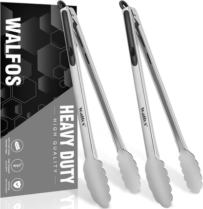 600 Degree Heat Resistant Silicone Tongs for Cooking - Kitchen Tongs With Silicone Tips set of 3 size Food Looking Tongs (7" 9" and 12 inch Dark Grey)