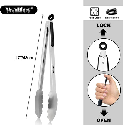 600 Degree Heat Resistant Silicone Tongs for Cooking - Kitchen Tongs With Silicone Tips set of 3 size Food Looking Tongs (7" 9" and 12 inch Dark Grey)