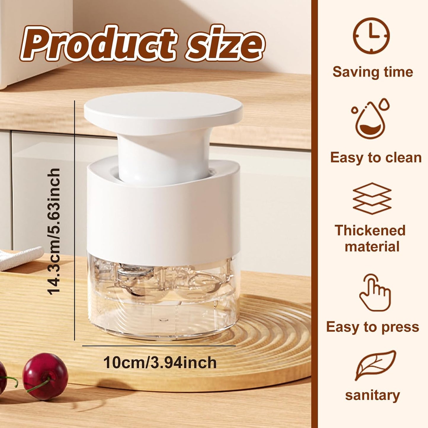 Cherry Pitter Multiple, Quick Release Multi Cherries Stoner Pitter 7-in-1, Push Button Cherry Core Pitter Tool with Splatter Protector, Pit Seed Remover for Making Jam Cherry Dishes