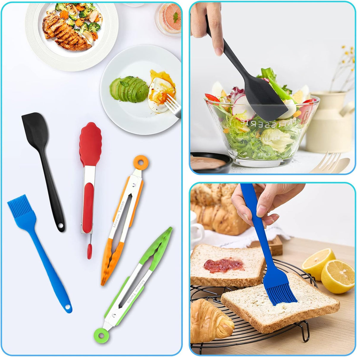 12-Inch Kitchen Tongs for Cooking with Silicone Tip,Black | 600℉ Heat-Resistant,Stainless Steel Locking Cooking Tongs Food Tongs for BBQ/Cooking/Salad/Serving Food,Heavy Duty,Non-Stick