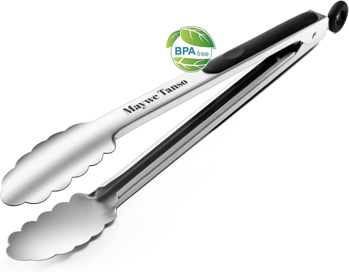 12-Inch Kitchen Tongs for Cooking with Silicone Tip,Black | 600℉ Heat-Resistant,Stainless Steel Locking Cooking Tongs Food Tongs for BBQ/Cooking/Salad/Serving Food,Heavy Duty,Non-Stick