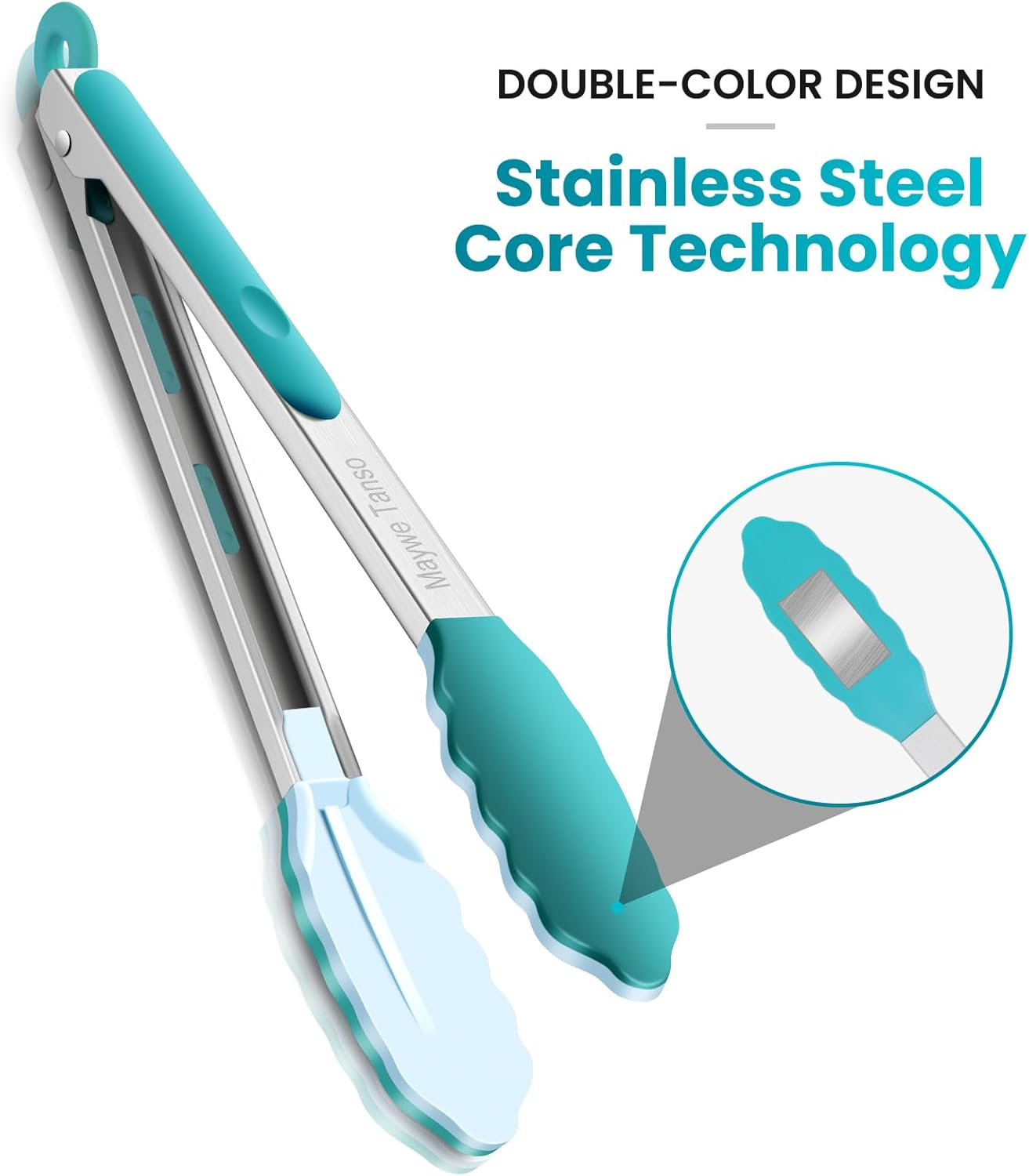 12-Inch Kitchen Tongs for Cooking with Silicone Tip,Black | 600℉ Heat-Resistant,Stainless Steel Locking Cooking Tongs Food Tongs for BBQ/Cooking/Salad/Serving Food,Heavy Duty,Non-Stick