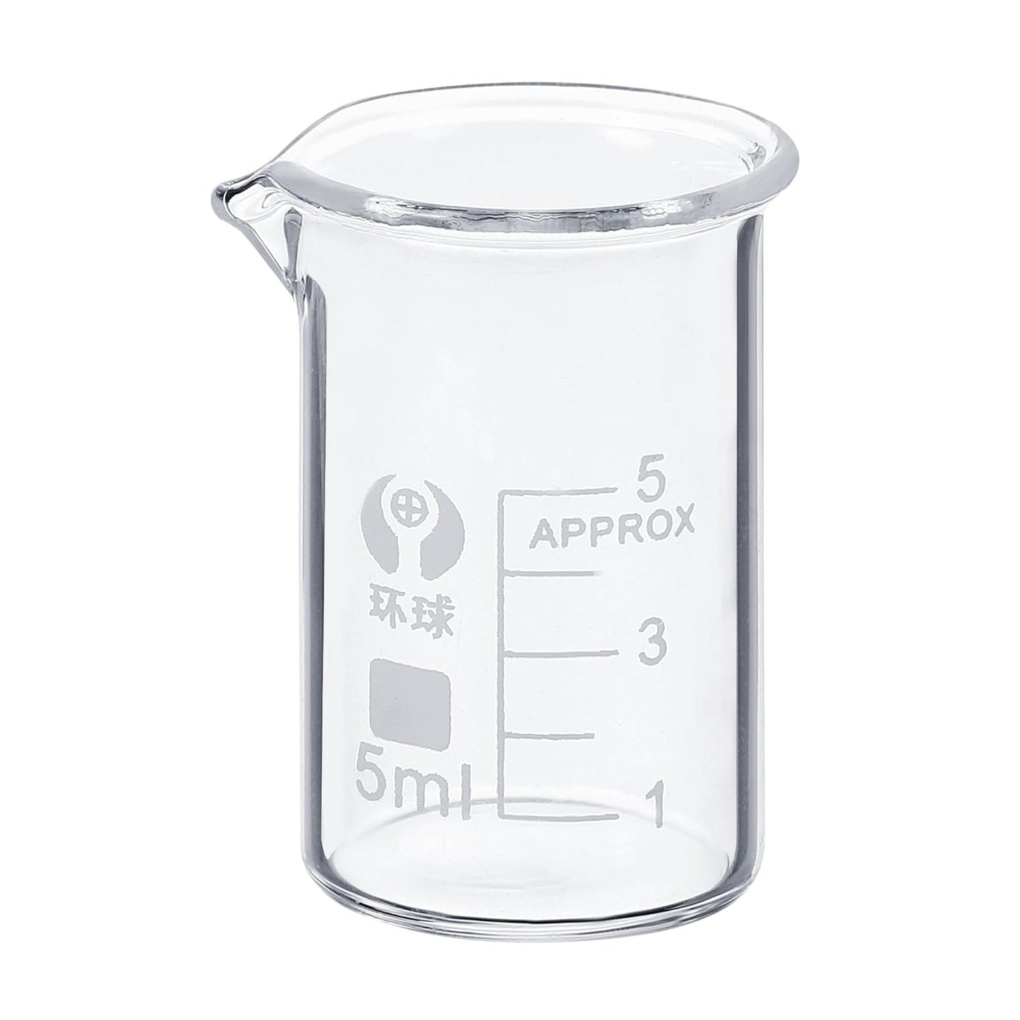 5ml Low Form Glass Beaker, 3.3 Borosilicate Glass Graduated Printed Scale Measuring Cups with Spout for Kitchen Lab Liquids Transit Boiling