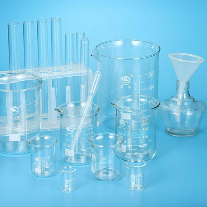 5ml Low Form Glass Beaker, 3.3 Borosilicate Glass Graduated Printed Scale Measuring Cups with Spout for Kitchen Lab Liquids Transit Boiling