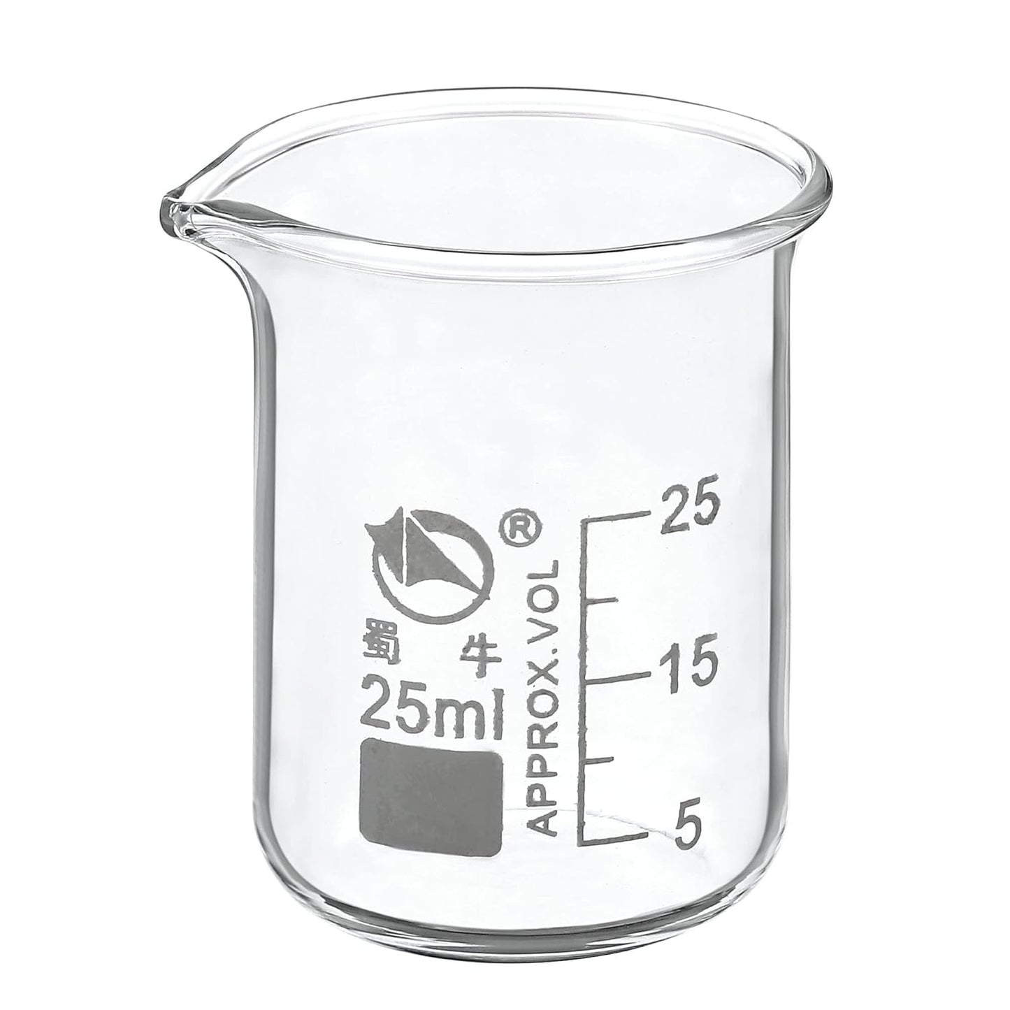 5ml Low Form Glass Beaker, 3.3 Borosilicate Glass Graduated Printed Scale Measuring Cups with Spout for Kitchen Lab Liquids Transit Boiling