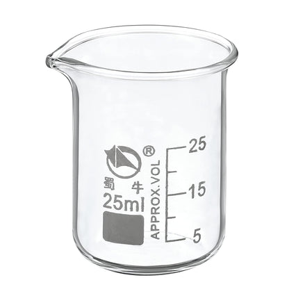 5ml Low Form Glass Beaker, 3.3 Borosilicate Glass Graduated Printed Scale Measuring Cups with Spout for Kitchen Lab Liquids Transit Boiling