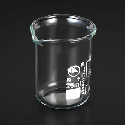 5ml Low Form Glass Beaker, 3.3 Borosilicate Glass Graduated Printed Scale Measuring Cups with Spout for Kitchen Lab Liquids Transit Boiling