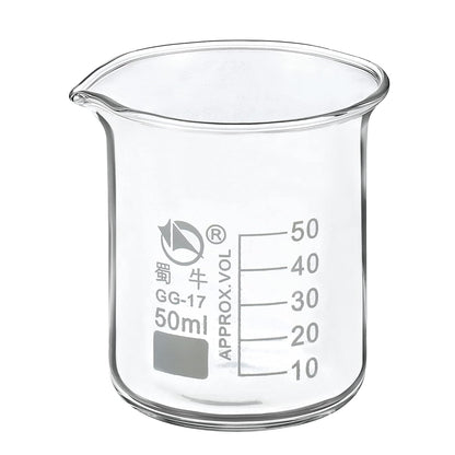 5ml Low Form Glass Beaker, 3.3 Borosilicate Glass Graduated Printed Scale Measuring Cups with Spout for Kitchen Lab Liquids Transit Boiling