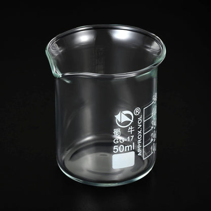 5ml Low Form Glass Beaker, 3.3 Borosilicate Glass Graduated Printed Scale Measuring Cups with Spout for Kitchen Lab Liquids Transit Boiling