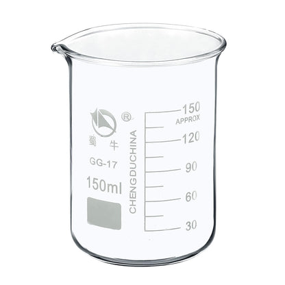 5ml Low Form Glass Beaker, 3.3 Borosilicate Glass Graduated Printed Scale Measuring Cups with Spout for Kitchen Lab Liquids Transit Boiling