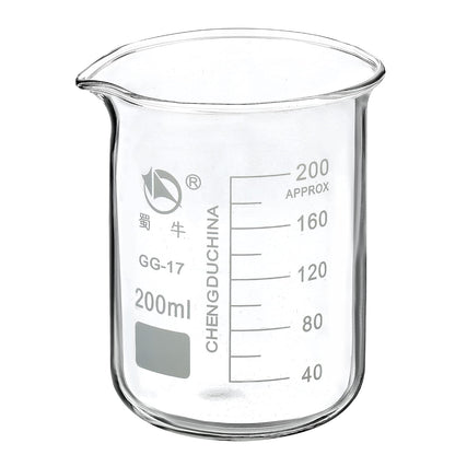 5ml Low Form Glass Beaker, 3.3 Borosilicate Glass Graduated Printed Scale Measuring Cups with Spout for Kitchen Lab Liquids Transit Boiling