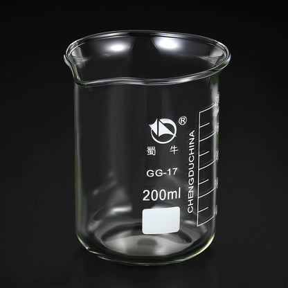 5ml Low Form Glass Beaker, 3.3 Borosilicate Glass Graduated Printed Scale Measuring Cups with Spout for Kitchen Lab Liquids Transit Boiling