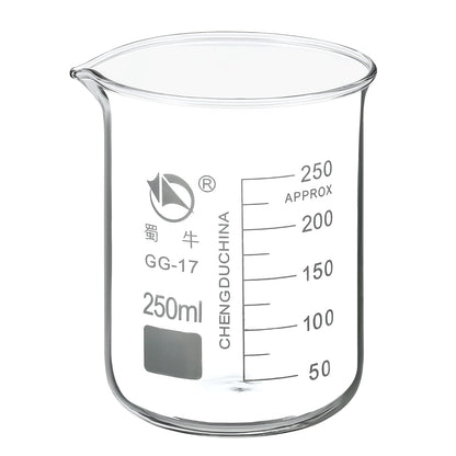 5ml Low Form Glass Beaker, 3.3 Borosilicate Glass Graduated Printed Scale Measuring Cups with Spout for Kitchen Lab Liquids Transit Boiling