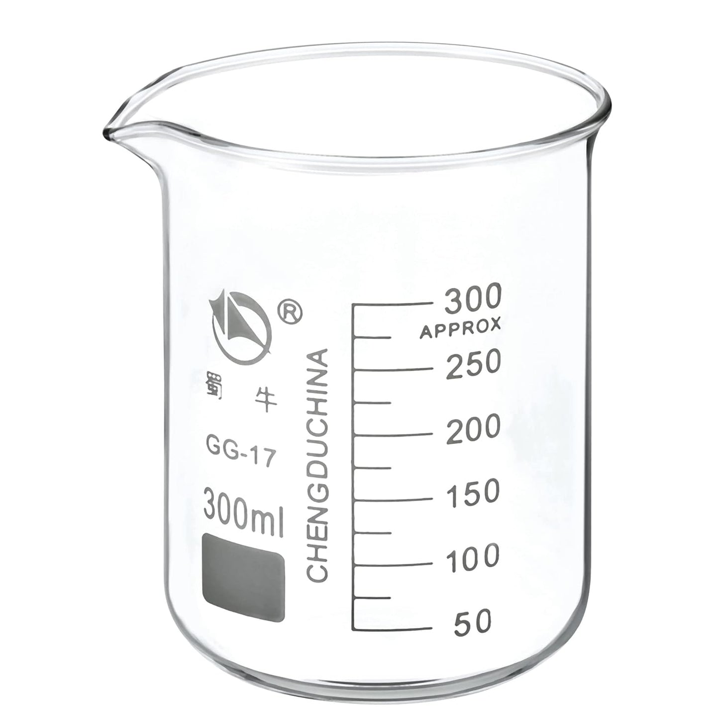 5ml Low Form Glass Beaker, 3.3 Borosilicate Glass Graduated Printed Scale Measuring Cups with Spout for Kitchen Lab Liquids Transit Boiling