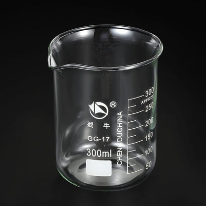 5ml Low Form Glass Beaker, 3.3 Borosilicate Glass Graduated Printed Scale Measuring Cups with Spout for Kitchen Lab Liquids Transit Boiling