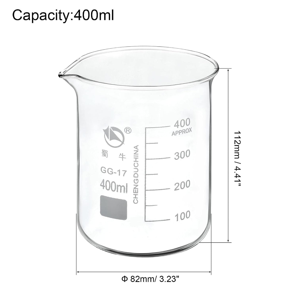 5ml Low Form Glass Beaker, 3.3 Borosilicate Glass Graduated Printed Scale Measuring Cups with Spout for Kitchen Lab Liquids Transit Boiling