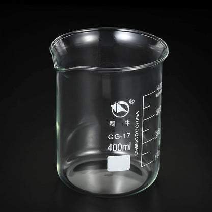5ml Low Form Glass Beaker, 3.3 Borosilicate Glass Graduated Printed Scale Measuring Cups with Spout for Kitchen Lab Liquids Transit Boiling