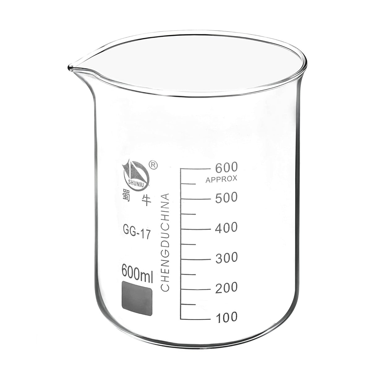 5ml Low Form Glass Beaker, 3.3 Borosilicate Glass Graduated Printed Scale Measuring Cups with Spout for Kitchen Lab Liquids Transit Boiling