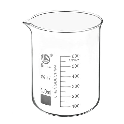 5ml Low Form Glass Beaker, 3.3 Borosilicate Glass Graduated Printed Scale Measuring Cups with Spout for Kitchen Lab Liquids Transit Boiling