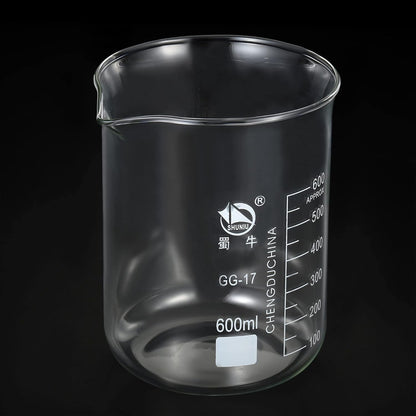 5ml Low Form Glass Beaker, 3.3 Borosilicate Glass Graduated Printed Scale Measuring Cups with Spout for Kitchen Lab Liquids Transit Boiling