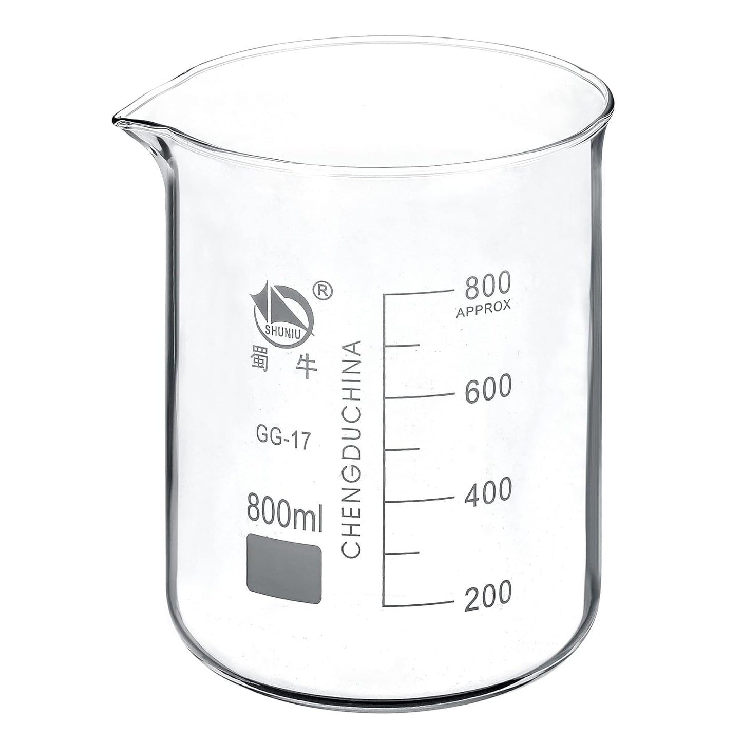 5ml Low Form Glass Beaker, 3.3 Borosilicate Glass Graduated Printed Scale Measuring Cups with Spout for Kitchen Lab Liquids Transit Boiling