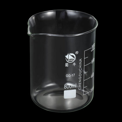 5ml Low Form Glass Beaker, 3.3 Borosilicate Glass Graduated Printed Scale Measuring Cups with Spout for Kitchen Lab Liquids Transit Boiling