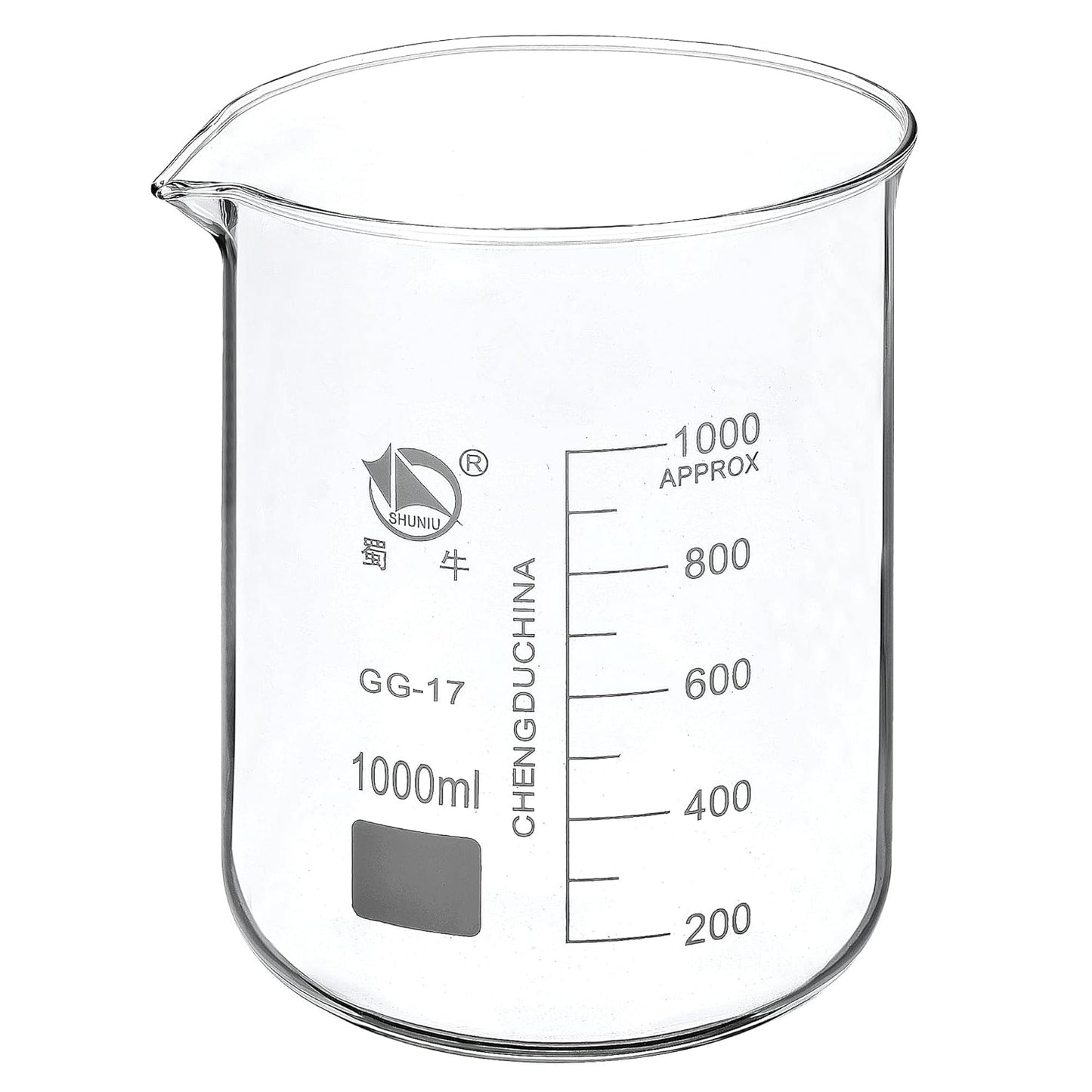 5ml Low Form Glass Beaker, 3.3 Borosilicate Glass Graduated Printed Scale Measuring Cups with Spout for Kitchen Lab Liquids Transit Boiling