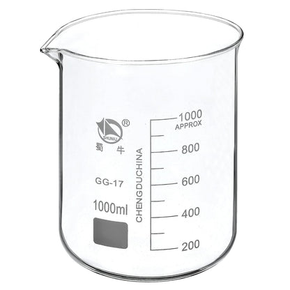 5ml Low Form Glass Beaker, 3.3 Borosilicate Glass Graduated Printed Scale Measuring Cups with Spout for Kitchen Lab Liquids Transit Boiling
