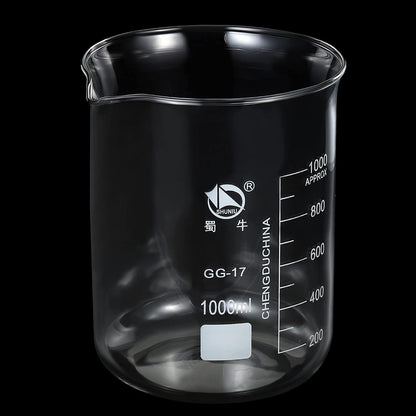 5ml Low Form Glass Beaker, 3.3 Borosilicate Glass Graduated Printed Scale Measuring Cups with Spout for Kitchen Lab Liquids Transit Boiling