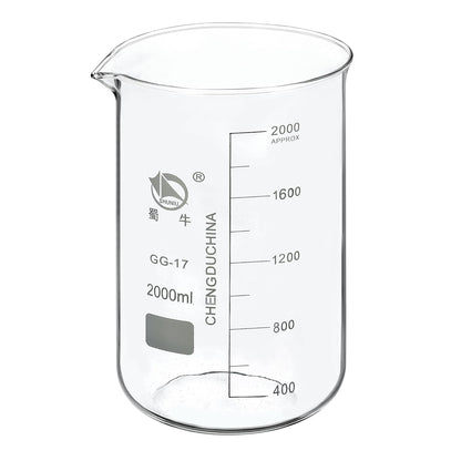 5ml Low Form Glass Beaker, 3.3 Borosilicate Glass Graduated Printed Scale Measuring Cups with Spout for Kitchen Lab Liquids Transit Boiling